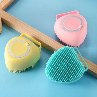 Escova de silicone com dispenser de shampoo para pet