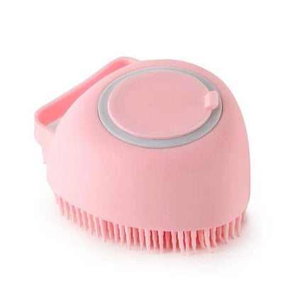 Escova de silicone com dispenser de shampoo para pet