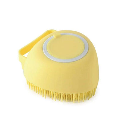 Escova de silicone com dispenser de shampoo para pet