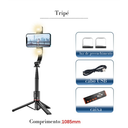 Tripé dobrável via bluetooth